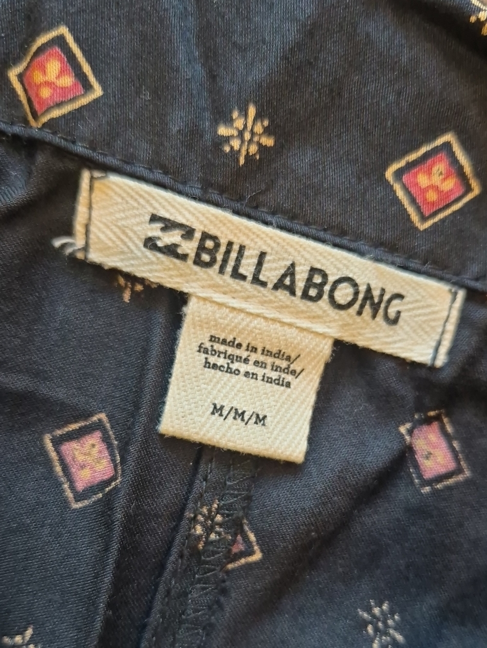S/M Billabong Bed Story Black Geometric Print Short Sleeve Belted Jumpsuit - Picture 9 of 11